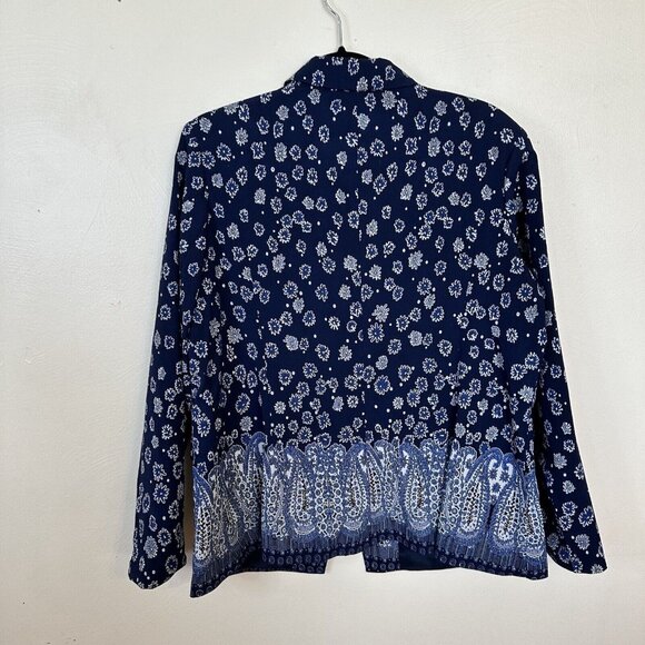 Eloquii by The Limited Womens Navy Blue Paisley Lightweight 1 Button Blazer 16W - Picture 6 of 14